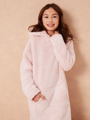 Lipsy Pink Bear Cosy Fleece Hooded Blanket - Image 1 of 4