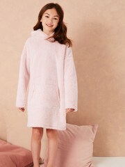 Lipsy Pink Bear Cosy Fleece Hooded Blanket - Image 2 of 4