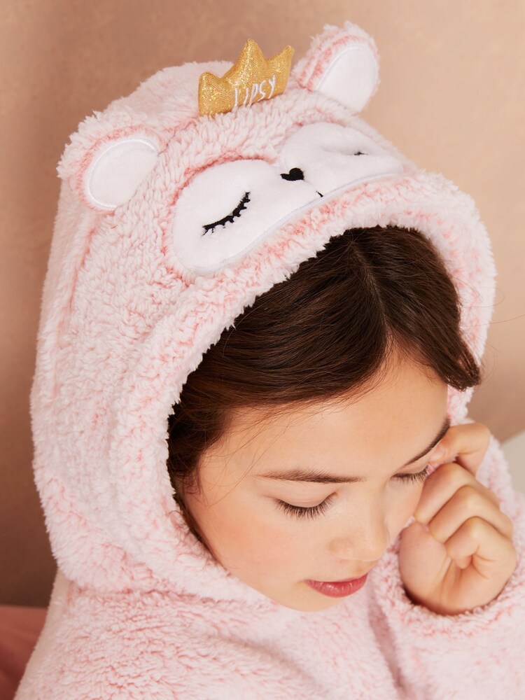 Lipsy Pink Bear Cosy Fleece Hooded Blanket - Image 4 of 4