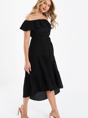Quiz Black Bardot Dip Hem Dress - Image 3 of 6