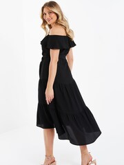Quiz Black Bardot Dip Hem Dress - Image 4 of 6