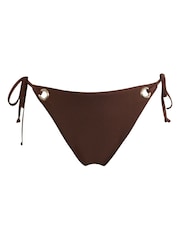 Pour Moi Brown India Recycled Tie Side Bikini Brief - Image 4 of 5