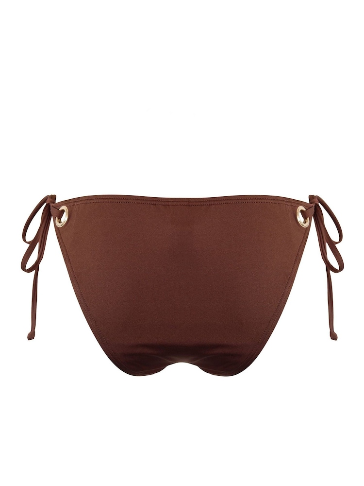 Pour Moi Brown India Recycled Tie Side Bikini Brief - Image 5 of 5