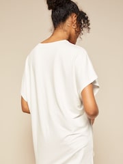 Friends Like These Ivory Short Sleeve V Neck Tunic Top - Image 2 of 4
