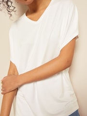 Friends Like These Ivory Short Sleeve V Neck Tunic Top - Image 4 of 4