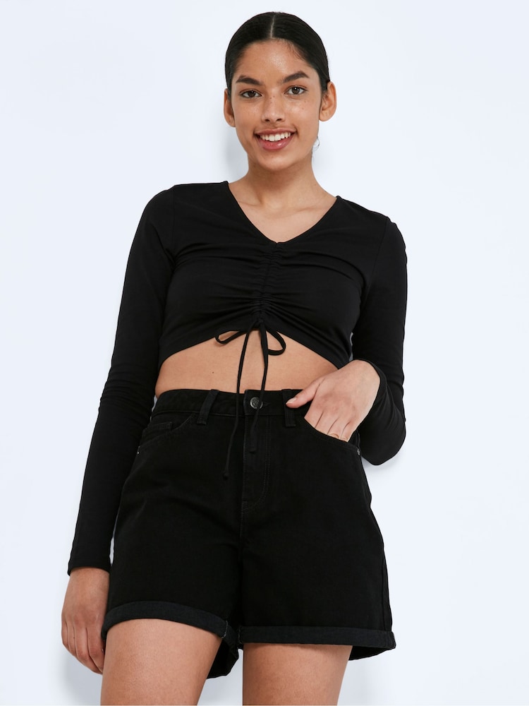 NOISY MAY Black High Waist Mom Shorts - Image 2 of 4