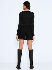 NOISY MAY Black High Waist Mom Shorts - Image 3 of 4