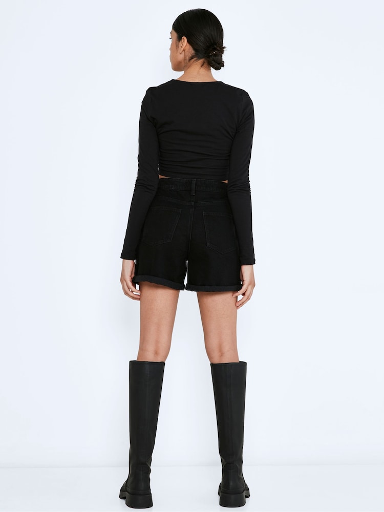 Noir - Shorts mom noisy may taille haute - Image 3 of 4