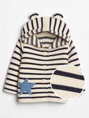 Gap Navy Blue Stripe Heart Garter Hoodie Cardigan (Newborn - 24mths) - Image 1 of 1