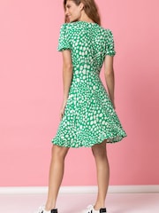 Roman Green Ditsy Spot Frill Detail Tea Dress - Image 2 of 4
