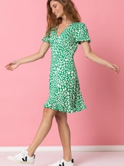 Roman Green Ditsy Spot Frill Detail Tea Dress - Image 3 of 4
