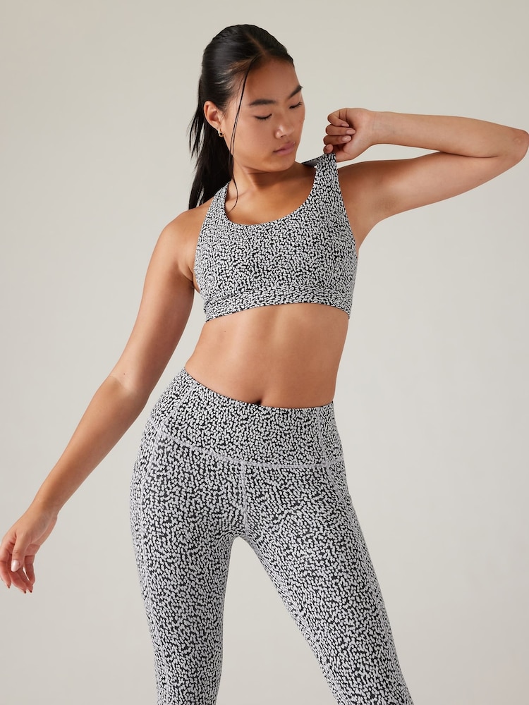 Athleta Black/White A-C Cup Ultimate Medium Impact Sports Bra - Image 1 of 3