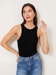 Lipsy Black Rib Racer Vest Top - Image 3 of 4