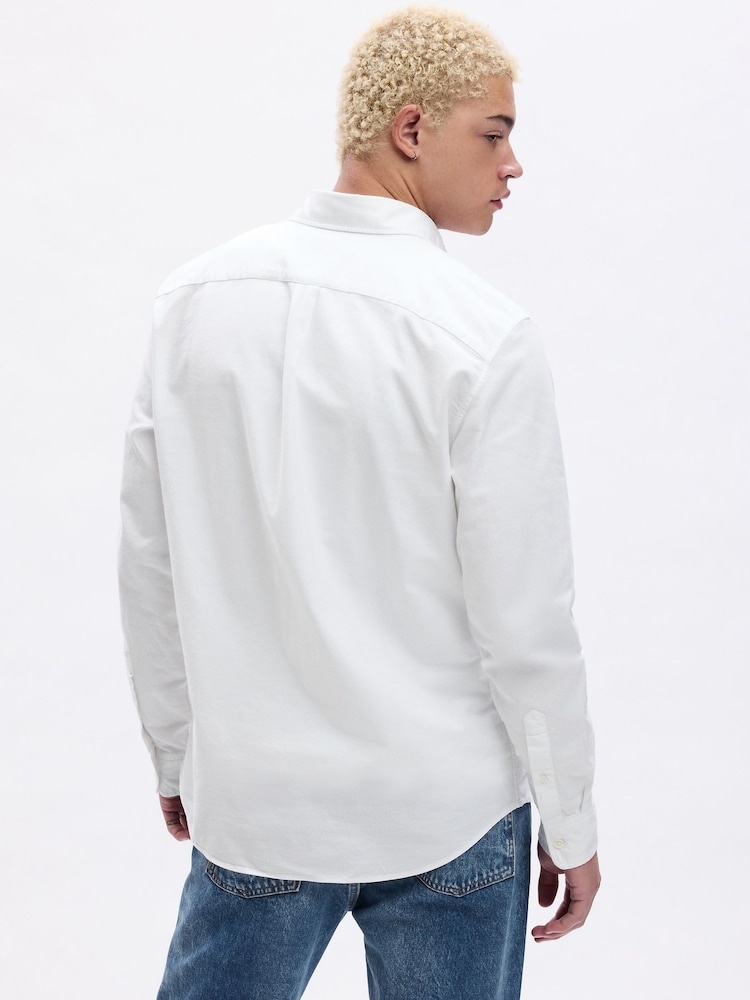 Белый - Gap Regular Fit Long Sleeve Oxford Shirt - Изображение 2 из 4