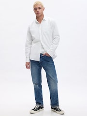 Белый - Gap Regular Fit Long Sleeve Oxford Shirt - Изображение 3 из 4