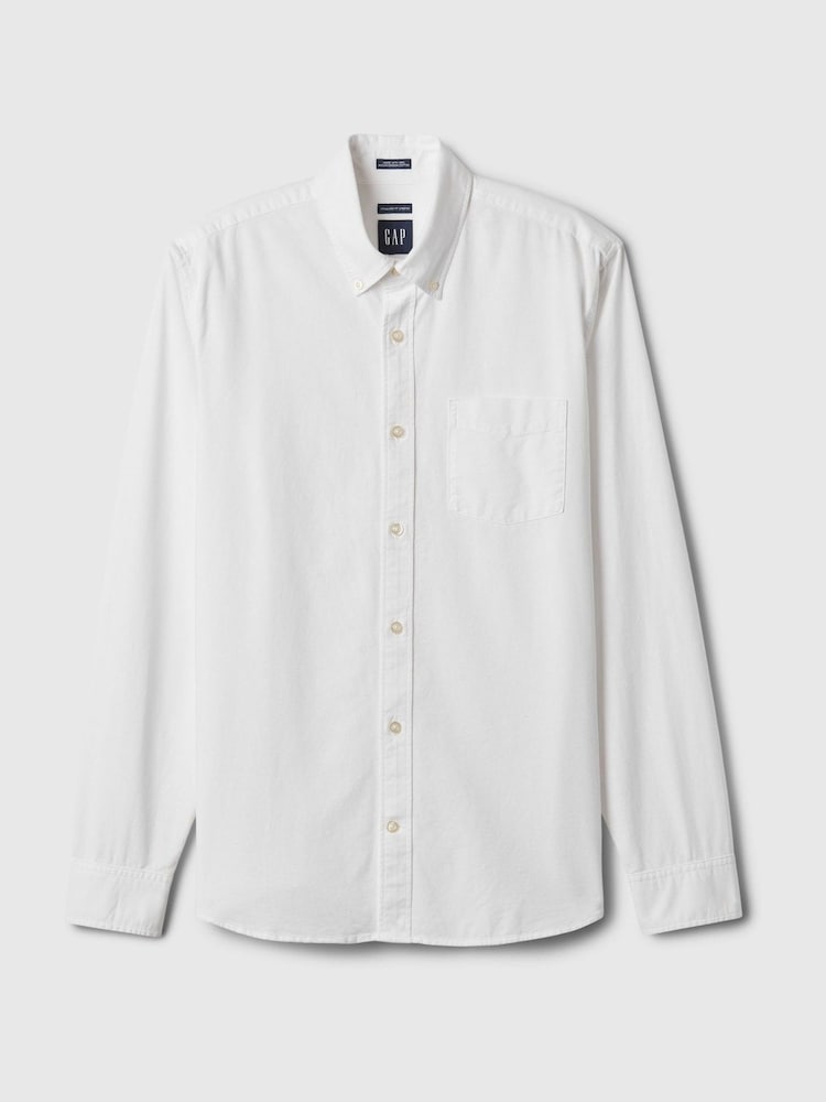 Белый - Gap Regular Fit Long Sleeve Oxford Shirt - Изображение 4 из 4