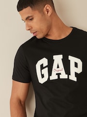 Schwarz - Gap T-Shirt mit Rundhalsausschnitt und Logo - Bild 3 von 8