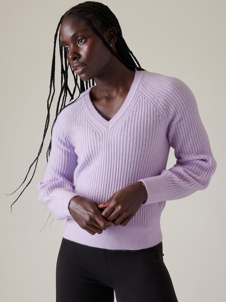 Athleta Purple Layover V-Neck Jumper - Image 1 of 5