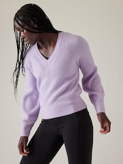 Athleta Purple Layover V-Neck Jumper - Image 4 of 5