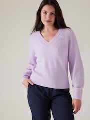 Athleta Purple Layover V-Neck Jumper - Image 5 of 5