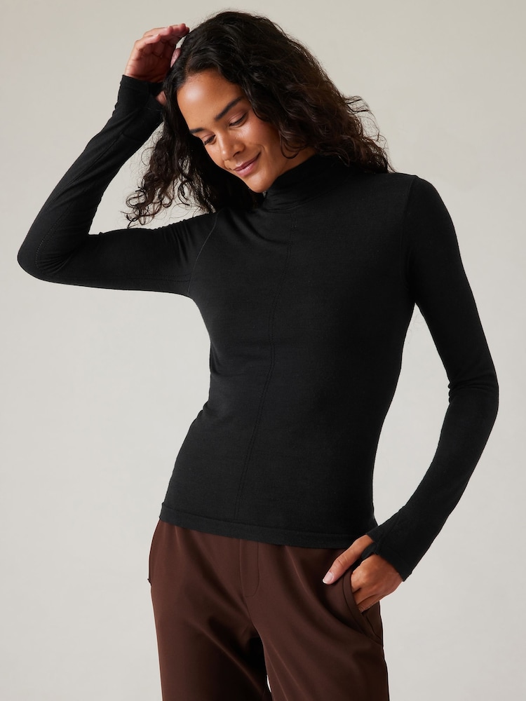 Athleta Black Ascent Seamless Turtleneck T-Shirt - Image 1 of 5