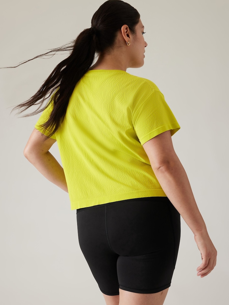 Athleta Yellow Ether Seamless Mesh T-Shirt - Image 2 of 6 Athleta Yellow Ether Seamless Mesh T-Shirt - Image 2 of 6
