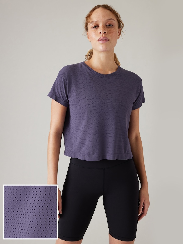 Athleta Purple Ether Seamless Mesh T-Shirt - Image 1 of 6
