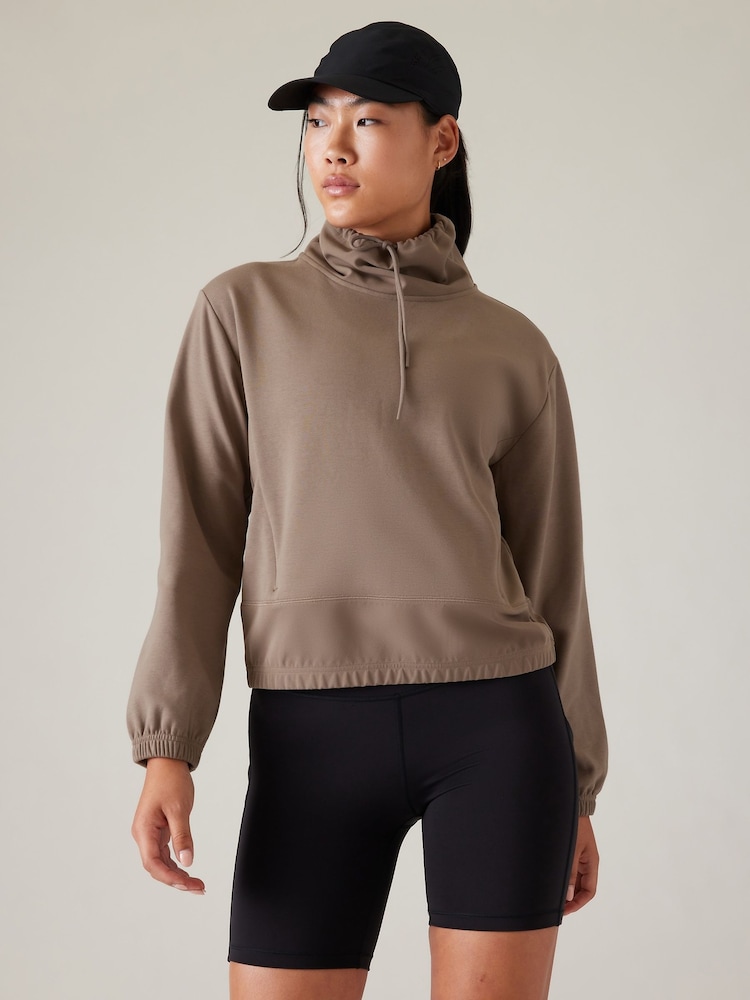 Athleta Brown Triumph Hybrid Funnel Neck Sweatshirt - Image 1 of 1
