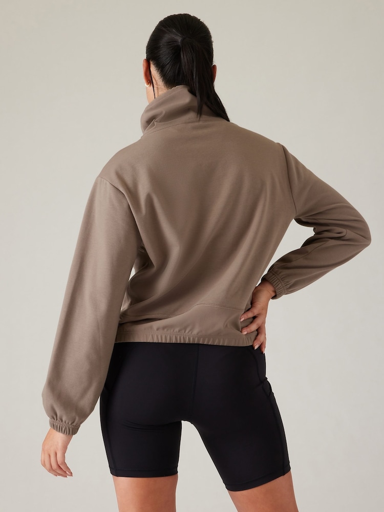 Athleta Brown Triumph Hybrid Funnel Neck Sweatshirt - Image 2 of 5