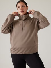 Athleta Brown Triumph Hybrid Funnel Neck Sweatshirt - Image 5 of 5