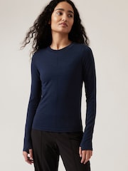 Athleta Navy Blue Ascent Seamless Top - Image 1 of 9