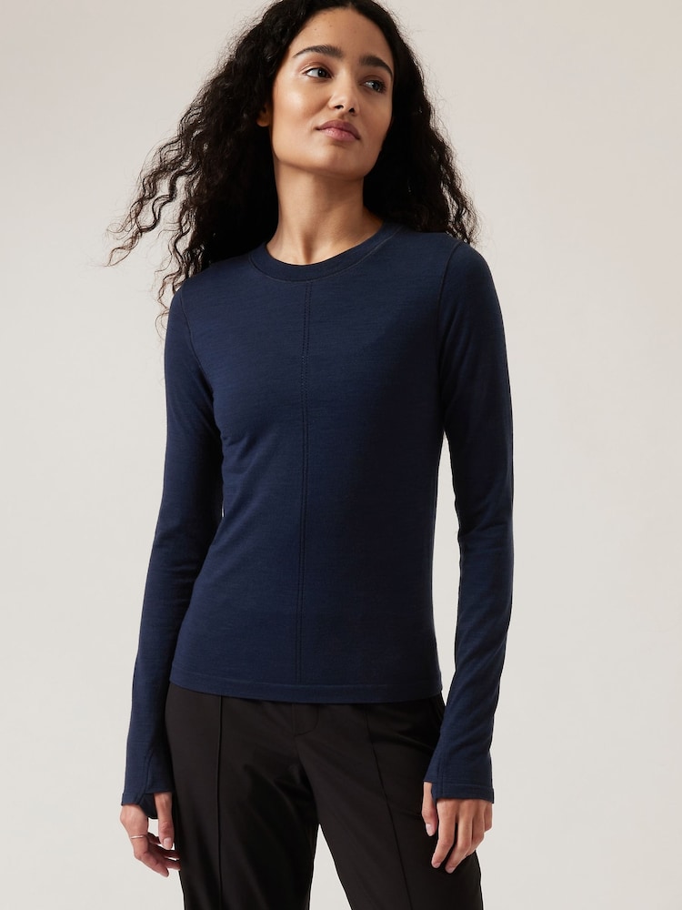 Athleta Navy Blue Ascent Seamless Top - Image 1 of 9
