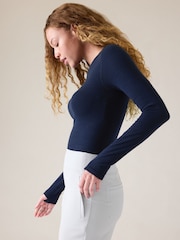 Athleta Navy Blue Ascent Seamless Top - Image 6 of 9