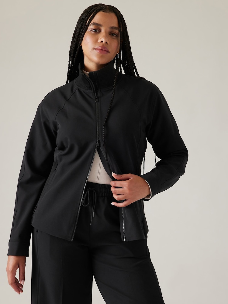 Athleta Black Stride Two Way Zip Through Jacket - Image 1 of 5