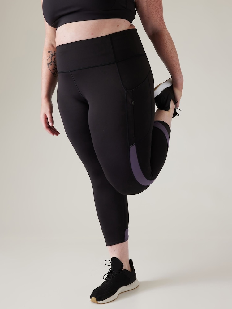 Athleta Black Ultimate Stash Colourblock 7/8 Leggings - Image 5 of 5