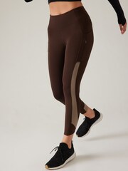 Athleta Brown Ultimate Stash Colourblock 7/8 Leggings - Image 1 of 6