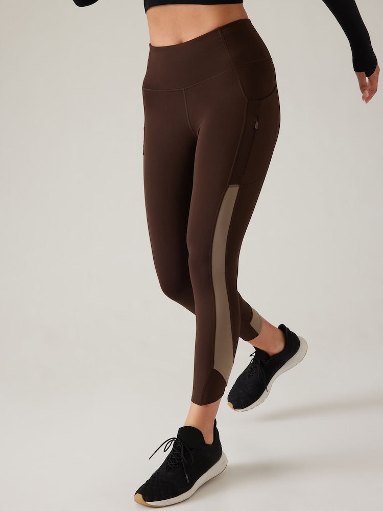 Athleta Brown Ultimate Stash Colourblock 7/8 Leggings - Image 1 of 6 Athleta Brown Ultimate Stash Colourblock 7/8 Leggings - Image 1 of 6