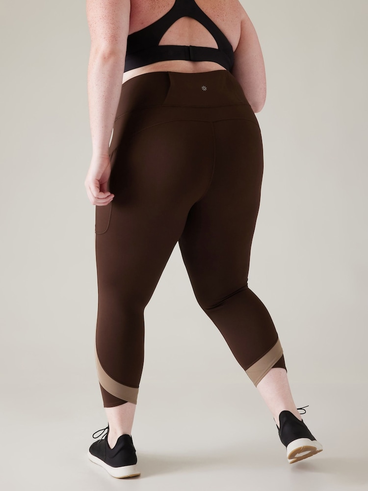 Athleta Brown Ultimate Stash Colourblock 7/8 Leggings - Image 6 of 6