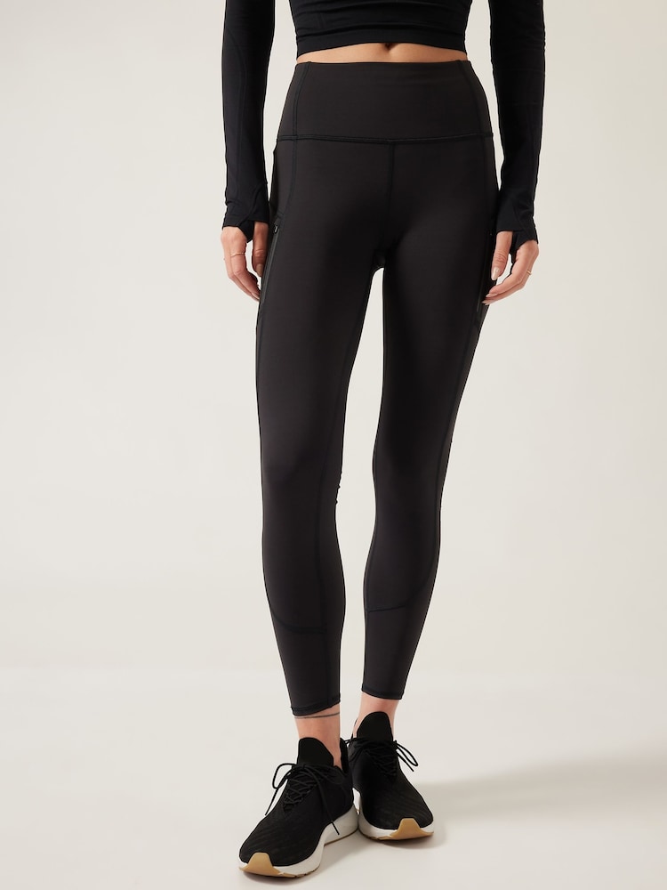 Athleta Black Rainier High Waisted Pocket Leggings - Image 1 of 5 Athleta Black Rainier High Waisted Pocket Leggings - Image 1 of 5