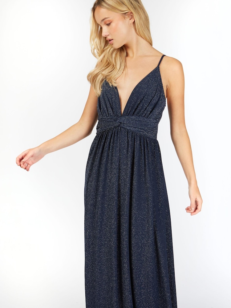Little Mistress Navy Blue Paxton Twist Waist Maxi Dress - Image 2 of 4
