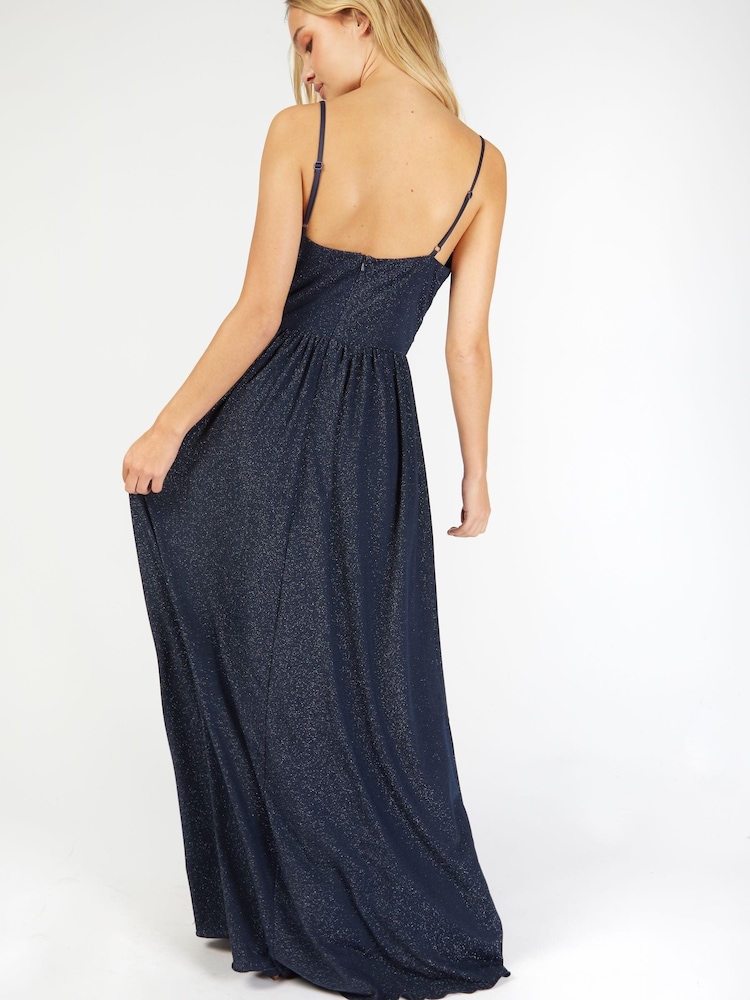 Little Mistress Navy Blue Paxton Twist Waist Maxi Dress - Image 4 of 4