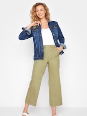 Long Tall Sally Green Twill Wide Leg Crop Trouser - Image 2 of 4