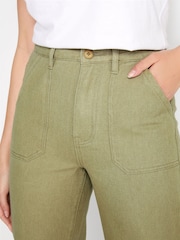 Long Tall Sally Green Twill Wide Leg Crop Trouser - Image 3 of 4