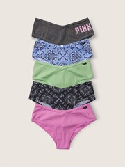 Victoria's Secret PINK Grey/Purple/Blue/Green Print Cheeky Cotton Knickers Multipack - Image 1 of 1
