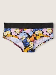 Victoria's Secret PINK Pure Black Floral Print Black Cotton Logo Hipster Knickers - Image 1 of 1