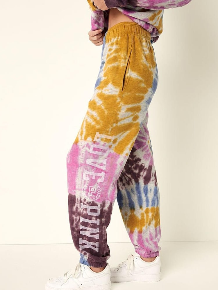 Victoria's Secret PINK Tie Dye Pink Fleece Jogger - Image 2 of 5