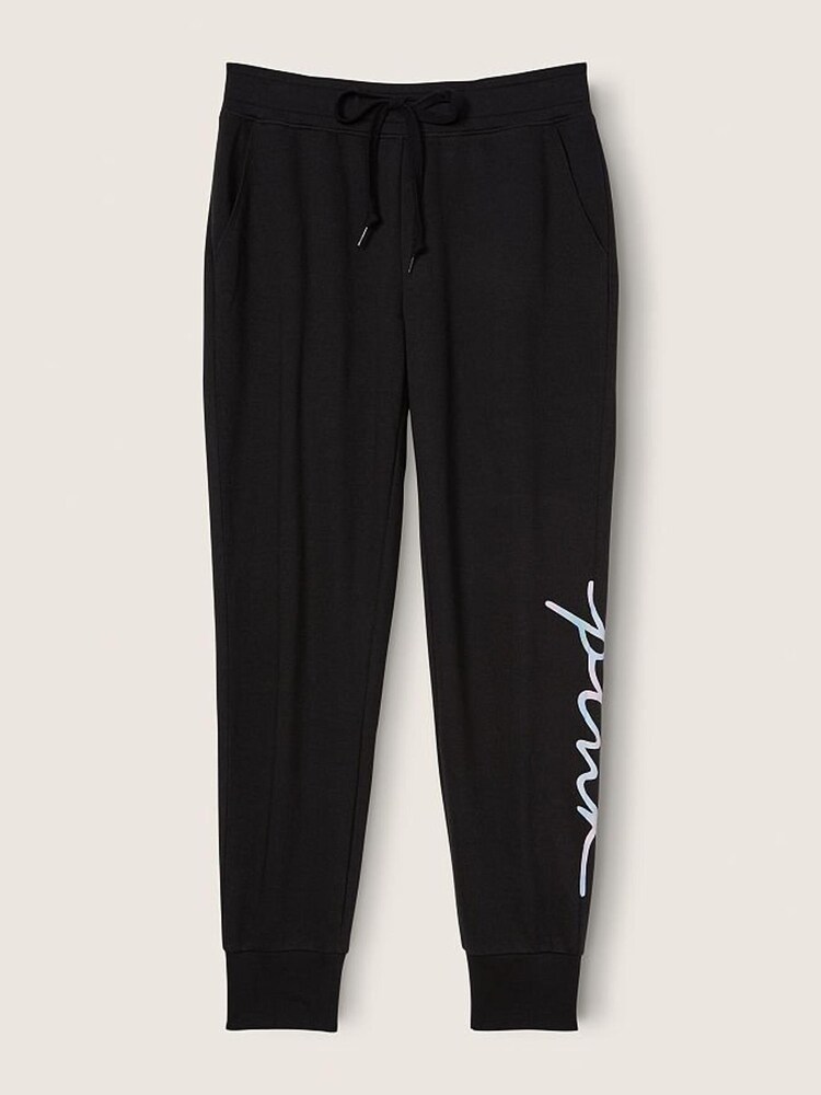 Victoria's Secret PINK Pure Black Fleece Lounge Jogger - Image 1 of 4