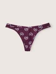 Victoria's Secret PINK Rich Maroon Seal Print Red Cotton Thong Knickers - Image 1 of 1