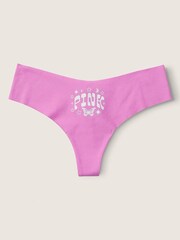Victoria's Secret PINK Pink Bloom with Graphic No Show Cotton Thong Knickers - Image 1 of 1