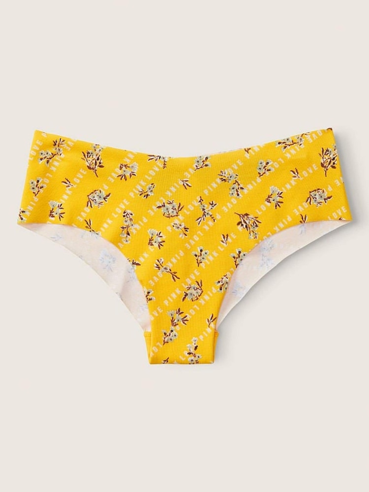 Victoria's Secret PINK Maize Yellow Floral Logo Print Yellow No-Show Cheekster Knickers - Image 1 of 1
